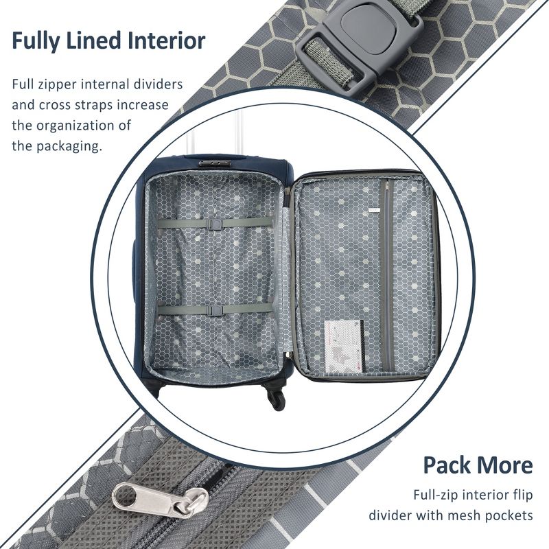 3 PCS Expandable Luggage Set, Softside Lightweight Spinner Suitcase with TSA Lock-ModernLuxe, 5 of 14