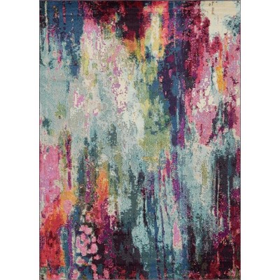 Sunset Multicolor Abstract 9' x 12' Synthetic Area Rug