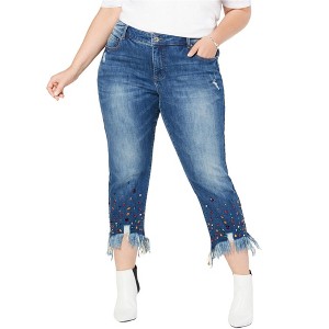 I.N.C International Concepts Womens Rainbow Jewel Skinny Fit Jeans, Blue, 24W - 1 of 1