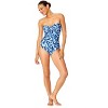 Women's Tie Dye Ikat Twist Front Shirred One Piece Swimsuit - 3 of 4