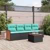 vidaXL 5 Piece Patio Sofa Set with Cushions Black Poly Rattan - 2 of 4