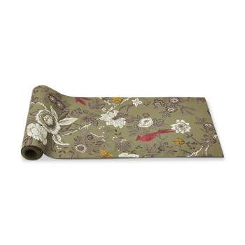 tag Autumn Theme Toile Print on Green Background Table Runner, 72 in.