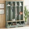3-in-1 Hall Tree Mudroom Coat&Shoe Rack Entryway Bench with Hooks & Open Compartments - ModernLuxe - 2 of 4