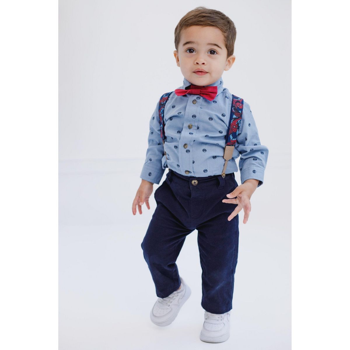 Marvel Button Down Shirt, Twill Pants, Suspenders and and Bow-Tie 4 Piece Outfit Set - thumbnail 2