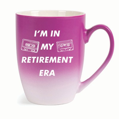 Elanze Designs In My Retirement Era Two Toned Ombre Matte 10 ounce New Bone China Coffee Tea Cup Mug For Your Favorite Morning Brew, Pink and White