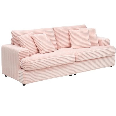 NicBex Corduroy Loveseat Sofa Upholstered 2 Seater Sofa Couch with 4 Matching Toss Pillows Modern Love Seat Couches for Living Room,Bedroom