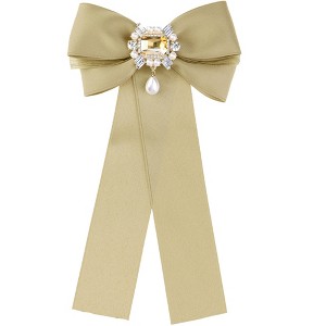 Elerevyo Women's Brooch Bowknot Costume Bow Tie with Beads - 1 of 4