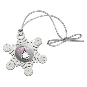 This is My Party Face Metal Snowflake Christmas Tree Holiday Ornament - 1 of 3