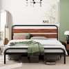 King Size Platform Bed Frame with Wood Headboard, Heavy Duty Metal Slat Support, Noise Free Design Mattress Foundation, Easy Installation, Brown - 3 of 4
