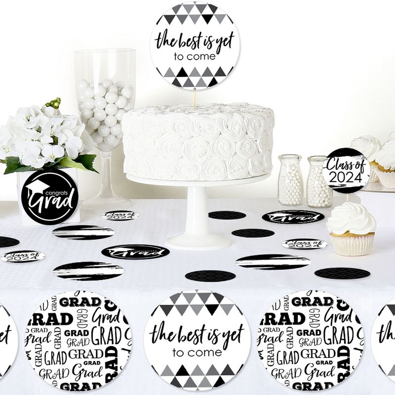 Big Dot of Happiness 2024 Black and White Graduation Party Giant Circle Confetti - Party Decorations - Large Confetti 27 Count, 5 of 8