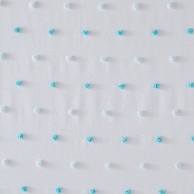 Aqua Swiss Dot Polyester Shower Curtain