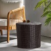 Vynxaria Patio End Tables - 17.5-Inch Brown Barrel Side Table with Wicker Weave - 2 of 4