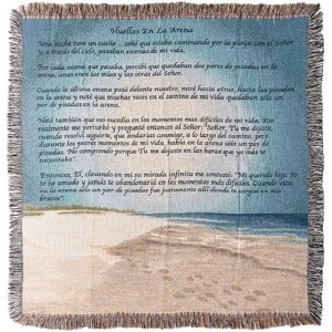 Manual Woodworks and Weavers Inspirational Beach Blanket – Shoreline Scene Throw with Quote, 50x60 Cotton Tapestry - 1 of 3