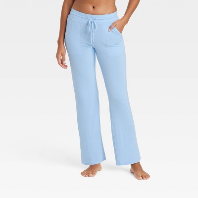 Women's Velvet Lounge Pajama Pants With Slit - Colsie™ Blue Xl