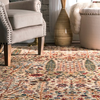Olive Synthetic Oriental Fringe Runner Rug, 2' 6" x 6'