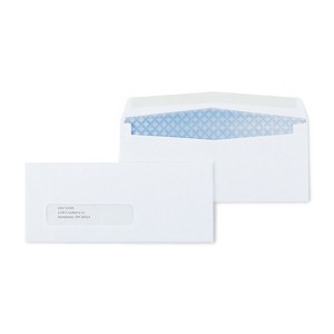 HITOUCH BUSINESS SERVICES Gummed Security Tinted Business Envelopes 3 5/8" x 8 5/8" White 500/BX - 1 of 4