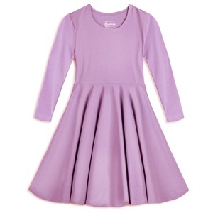 Mightly Girls Fair Trade Organic Cotton Solid 3/4 Sleeve Twirl Dress - 1 of 4