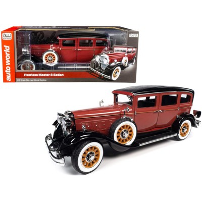 1931 Peerless Master 8 Sedan Cinnamon Red and Black 1/18 Diecast Model Car by Autoworld