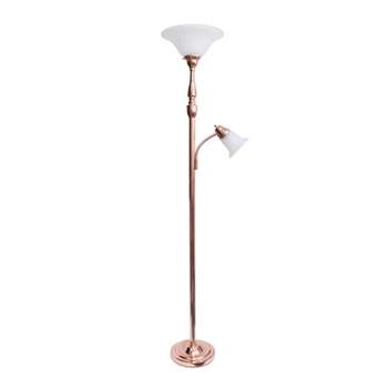 Torchiere Floor Lamp with Reading Light and Marble Glass Shade - Lalia Home