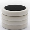 Alilang 24.41 inch Round Velvet Ottoman with Layered Design-White - 3 of 4
