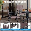 6 Pieces Outdoor Dining Set With Umbrella, Patio Table and 4 Folding Chairs With Umbrella, Garden Patio Furniture Set With Umbrellas, Tempered Glass - 3 of 4