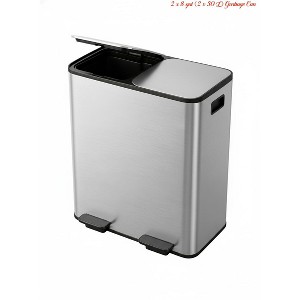 (2X30/2 x 40 L)Kitchen Trash Can, Garbage Can w/ Lid, Stainless Steel Trash Bin w/ 2 Removable Inner Buckets, Soft-Close Foot Pedal - 1 of 4