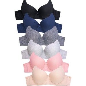 PACK OF 6 SOFRA WOMEN'S PLUS FULL CUP SOLID COTTON BLEND T SHIRT BRA (BR4208P3D1) - 1 of 4