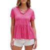 EXLURA Women's Summer Short Sleeve Peplum Babydoll Tops Cute V Neck T Shirts - 2 of 4