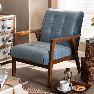 Asta Velvet Upholstered Wood Armchair - Baxton Studio - 1 of 4