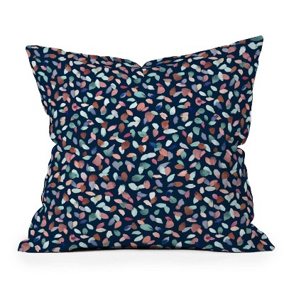 16"x16" Ninola Design Romance Petals Floral Square Throw Pillow Navy - Deny Designs