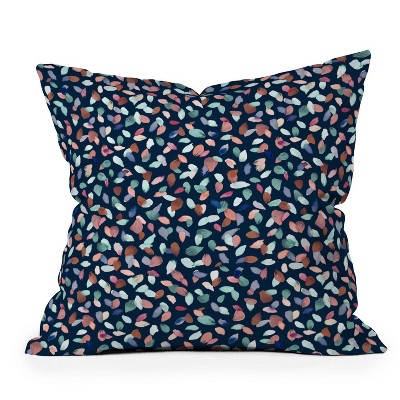 16"x16" Ninola Design Romance Petals Floral Square Throw Pillow Navy - Deny Designs