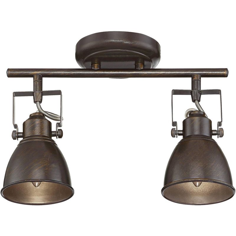 Pro Track Abby 2-Head LED Ceiling or Wall Track Light Fixture Kit Adjustable Brown Bronze Finish Farmhouse Rustic Kitchen Bathroom Dining 13" Wide, 1 of 8