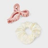 Fleece Pouch Bow Claw Clip Satin Twister Spa Set - Wild Fable™ Pink - 2 of 4