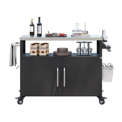 Lirago 54.5" Outdoor Kitchen Islands Assembled Modern with Stainless Steel Tabletop Kitchen Islands Assembled Medium Storage Cabinet