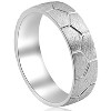Pompeii3 Mens 14K White Gold Hand Made Brushed Bridal Ring Wedding Band - 2 of 4