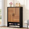 Tribesigns 6-Tier Shoe Cabinet with Doors,  Shoe Storage Organizer with Adjustable Shelves for Entryway Hallway Closet,Black & Brown - 3 of 4