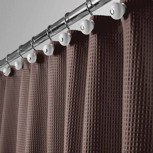 Mdesign Waffle Weave Fabric Shower, Chocolate Shower Curtain