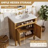 ORRD 30" Walnut Bathroom Vanity with Seashell Resin Sink, Flip-Up Storage & Soft-Close Doors - 3 of 4