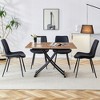 VYNXARIA Modern minimalist multifunctional lifting table,0.8-inch wood grain craft sticker desktop,4 faux leather upholstered dining chairs - 2 of 4