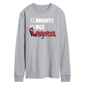 Men's - Marvel - Naughty Nice Deadpool Long Sleeve Graphic T-Shirt - 1 of 3