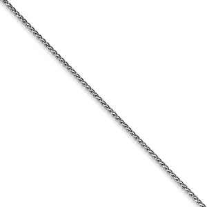 Black Bow Jewelry 1mm 10k White Gold Solid Diamond Cut Wheat Chain Necklace - 1 of 4