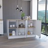 NicBex 2 Open Shelves Kitchen Island Cart with 2 Cabinets,Kitchen Island with Storage,Modern Kitchen Table,Island Table for Kitchen,White+Light Oak - 2 of 4