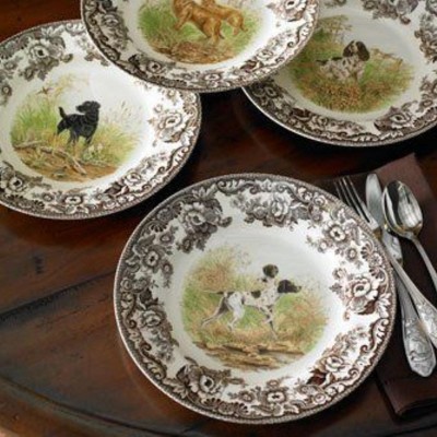 Woodland Dogs Traditional Multicolor 8" Porcelain Salad Plate