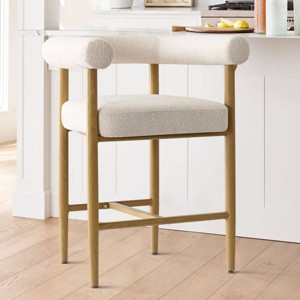 Boucle Counter Stool,24 Inch Counter Height Bar With Back Armrest For Living Room Island And Bar-Tanpinhause - 1 of 4