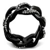 Slickblue Women's Interlocking Ring in IP Black Stainless Steel with Clear Pave Synthetic Crystals, 10.9g, size 5–10 - 3 of 4