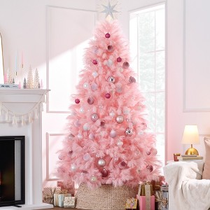 Best Choice Products Premium Artificial Pink Pampas Christmas Tree Holiday Décor w/ Foldable Metal Base - 1 of 4