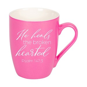 Elanze Designs He Heals The Broken Hearted Princess Pink 10 ounce New Bone China Coffee Cup Mug - 1 of 4