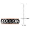 EVERLY JEWELRY | Rose Plated Sterling Silver with Black Rhodium Plating Ribbed Design Men's Ring - 3 of 4