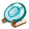 Luxury Lane Large Natural Brazilian Agate Slice Geode Rock Stone Drink Coaster with Wood Holder - 3 of 4