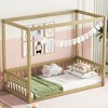 CAVINAS Twin Size Wood Montessori Bed,Modern Canopy Floor Bed with Safety Guardrails,Toddler Bed for Bedroom - 2 of 4